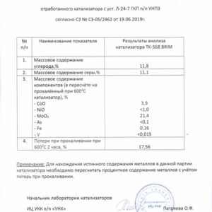 ПИ208232 Отработанные катализаторы, содержащие цветные металлы (280 465 кг)