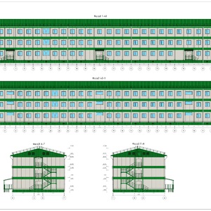 183-051 Модульные здания в 3 этажа.Размеры 97,4х14,5м. 4шт