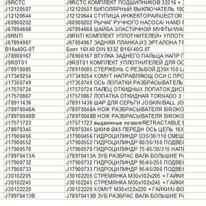 Продажа неликвида складских остатков запасных частей для сельскохозяйственной техники