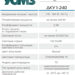 СВЕТИЛЬНИК СВЕТОДИОДНЫЙ ДКУ1-240-004-УХЛ1