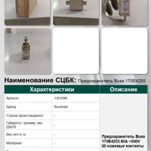 Предохранитель Buss 170E4255 80A ~500V 00 ножевые контакты